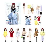 Libros de pegatinas de vestir para niñas,Libro de actividades de pegatinas Princesa - Libro de actividades magnético para vestir a Princess Doll - Muñecas de disfraces, libro magnético de pegatinas de
