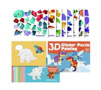 Libros de pegatinas para niños | Actividad Educativa De Viaje - Libro de pegatinas con dinosaurios y vehículos - Para Niños Y Niñas Viajes Coche Avión Tren Preescolar Educación En Casa Vacaciones