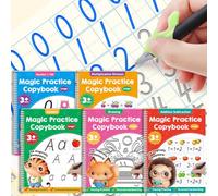 Libros de práctica de escritura a mano con ranuras mágicas, grandes cuadernos reutilizables para niños, libro de trabajo para aprender a escribir números y letras, recursos de aprendizaje para niños