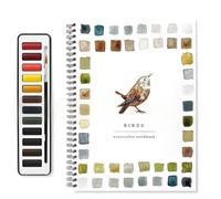 Libros De Trabajo De Acuarela,kit De Pintura De Acuarela De Aves Para Principiantes Con Una Pintura Y Cepillo De 12 Colores,páginas En Espiral Libros Para Colorear De Agua,guía Creativa Principiantes