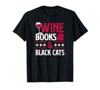 Libros de Vino y Gatos Negros Vino Tinto Loving Book Reading Camiseta