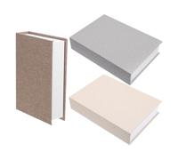 Libros Decorativos de Lino, Caja Libro Vacía 3 Piezas, Diseño | Almacenaje Discreto para Joyas y Recuerdos Pequeños, Acabado Liso, Estilo Nórdico para Estantería y Model