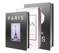 Libros Decorativos Falsos Modernos, 3 Piezas Caja Libro Decoración para Estantería, Libros de Decoracion de Interiores Apilables sin Páginas, Libros de Exhibición Falsos para Sala u Oficina