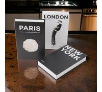 Libros falsos decorativos con impresión realista, hechos de papel gris endurecido, añade un toque de sofisticación al hogar o espacios comerciales (juego)