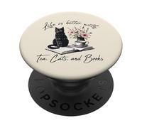 Libros Life Better with 2 Cats para Gatitos, Mujeres, niñas y niños PopSockets PopGrip Adhesivo