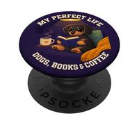 Libros Life Dachshund Dogs y Coffee Bookworm PopSockets PopGrip Adhesivo