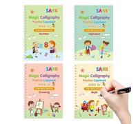 Libros Mágicos De Calcar Para Niños - Cuadernos Reutilizables con Guías de Caligrafía,Ejercicios de Escritura para Niños con Surcos Mágicos - Para Aprender A Escribir En Guardería Preescolar Infantil