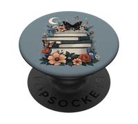 Libros Mariposa Flores Lectura Entusiasta Bookish PopSockets PopGrip Adhesivo