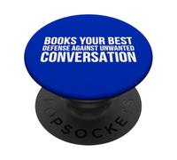 Libros Mejor Defensa contra la conversación Introvertidos Humor PopSockets PopGrip Adhesivo