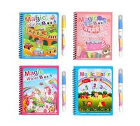 Libros para Colorear con Agua Mágica,4 PCS Libro para Colorea con Efecto de Color de Dibujos Animados Unicornios Libro de Dibujo de Agua para Niños Pequeños 3 4 5 6+ Regalos A