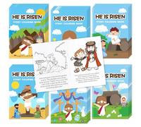 Libros para colorear de Pascua para niños - 48 piezas a granel He is Risen Mini folleto para colorear religioso DIY libro de dibujo para niños pequeños, primavera, Pascua, vacaciones, fiestas, bolsas