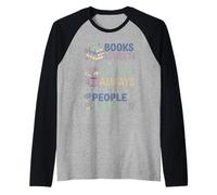 Libros Primero Café Siempre Personas Más Tarde Leer Entusiasta Camiseta Manga Raglan