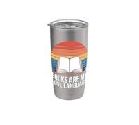 Libros son mi amor Lenguaje Leer Retro Vaso térmico de acero inoxidable de doble pared