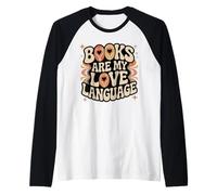 Libros Son mi Amor Lenguaje Retro Groovy 70s Book Lover Camiseta Manga Raglan