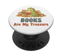Libros Son mi Tesoro Lindo dragón Leyendo diseño PopSockets PopGrip Adhesivo