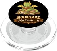 Libros Son mi Tesoro Lindo dragón Leyendo diseño PopSockets PopGrip para MagSafe