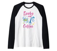 Libros y café Acogedor Lectura Librería Café Librería Arte Camiseta Manga Raglan