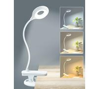 libtit Flexo LED Escritorio con Pinza [3 Modos de Color Ajuste 5 Niveles de Brillo] 1800mAh Recargable 20 LED 2 en 1 Luz Lectura Lampara Pinza, 360° Flexible USB Tipo C Lampara Lectura Control Tactil