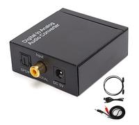 LICAEVEY Adaptador de Audio de 3,5 Mm, Convertidor óptico Digital Coaxial a Analógico L R, Entrada SPDIF de 24 Bits, Reducción de Ruido Electrónico, (Host + cable USB + cable de fibra óptica +)