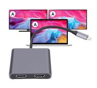 LICAEVEY Adaptador USB C a HDMI de Doble Monitor, Divisor 4K 60Hz Tipo C a 2 HDMI para Modo de Visualización Extendido, Plug and Play para Estación de Acoplamiento de Computadora