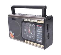LICAEVEY Altavoz de Radio Bluetooth Retro, Radio Portátil Am FM SW con Reloj y Linterna, Vintage 4 en 1 con Reproducción de Tarjeta SD USB, Batería Recargable (Enchufe Europeo 220V)