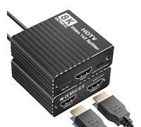 LICAEVEY Divisor HDMI 2.1 de 8K 1 Entrada 2 Salidas, 8K@60Hz 4K@120Hz 1080P 240Hz HD Divisor de Interfaz Multimedia, Aleación de Aluminio con Soporte 3D para Configuración de TV de