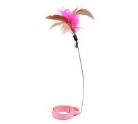 LICAEVEY El Collar Giratorio de la Pluma del Gato Juega la Varita de Burlas con la Campana para Jugar, Collar Ajustable (Pink)