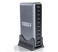 LICAEVEY Estación de Carga GAN III Pro USB C de 1000 W, 10 Puertos con Carga Rápida PD PPS de 140 W, Concentrador de Cargador de Escritorio para Múltiples Computadoras Portátiles, (Enchufe de la UE)