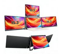 LICAEVEY Extensor de Pantalla Portátil para Computadora Portátil, Monitor Triple de 15,3 Pulgadas, Pantalla IPS de 1920x1200, Giratorio Ajustable para Computadoras Portátiles de 12 a 18,5