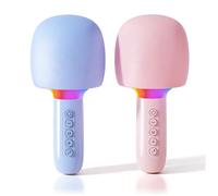 LICAEVEY Micrófono Inalámbrico para Máquina de Karaoke, Micrófono Bluetooth con Luces RGB, AUX de 3,5 Mm y Supresión Vocal, Ideal para Fiestas en Casa, Duetos y como Regalo para Todas (Pink)