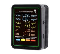 LICAEVEY Monitor Profesional de Calidad del Aire Interior, Probador de Aire Portátil 6 en 1 con Pantalla a Color para el Hogar, Detecta CO2 HCHO PM2.5 PM10 TVOC CO y Alertas en Tiempo