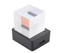 LICAEVEY Pantalla de Fotos 3D de Cubo de Cristal Holográfico LED con Reloj Digital Meteorológico Inteligente, Reproductor de álbum de Fotos de Animación GIF WiFi para Decoración de