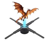 LICAEVEY Pantalla Publicitaria de Ventilador de Holograma 3D, Proyector LED HD con Control Remoto de Aplicación WiFi, Máquina Holográfica de 4 Hojas para Tiendas, Negocios y Eventos (Enchufe de la UE)
