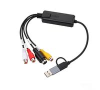 LICAEVEY Tarjeta de Captura de Vídeo AV S a USB 2.0 Tipo C, Grabador de Vídeo de Sonido con Grabación de Vista Previa en Tiempo Real, para Wins Linux OS X Android OBS VLC