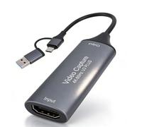 LICAEVEY Tarjeta de Captura de Video HDMI 4K, HDMI A USB 3.0 Adaptador USB C y A de Baja Latencia, Plug and Play Sin Tarjeta de Captura de Controlador para Transmisión de Juegos