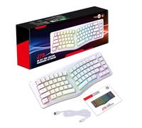 LICAEVEY Teclado Ergonómico con Cable, Diseño Compacto de 69 Clave, Luz de Fondo de 18 Modo RGB, ISB C Wired Desmontable para Mecanografía Tranquila y Trabajo para el Uso de la (White)