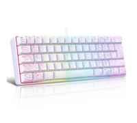 LICAEVEY Teclado para Juegos RGB de 61 Teclas, 60% Mecánico con Cable, Diseño Compacto, Ultradelgado y Liviano con 8 Modos de un Solo Color, para Escribir en el Trabajo, Estudiar Mientras (1)