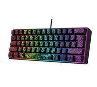 LICAEVEY Teclado para Juegos RGB de 61 Teclas, 60% Mecánico con Cable, Diseño Compacto, Ultradelgado y Liviano con 8 Modos de un Color, para Escribir en el Trabajo, Estudiar Mientras (Black)
