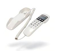 LICAEVEY Teléfono Retro con Cable Montado en la Pared, Teléfono Fijo Delgado con Memoria de Llamadas Entrantes de 38 Grupos, Soporte DTMF CID, Pantalla LCD Plug and Play para el (Blanco (versión en