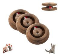 Licca Curling Toy for Cats, Magic Organ Cat Scratch Board Foldable Cat Accordion, Flexible Scratcher, Cardboard Scratchers for Indoor Cats with Interactive Bell Ball (3pcs)