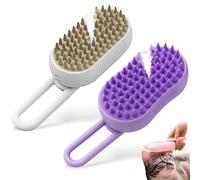 Licca Pet Hair Remover, 3-In-1 Self-Cleaning Steam Pet Brush, for Dogs Cats, Removes Tangled and Loose (White+Purple)