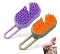 Licca Pet Hair Remover, 3-In-1 Self-Cleaning Steam Pet Brush, for Dogs Cats, Removes Tangled and Loose (Purple+Khaki)