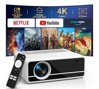 【Licencia oficial de Netflix】Proyector inteligente PANSEBA 4K con WiFi Bluetooth, corrección trapezoidal automática, enfoque rápido 2S, proyector portátil de películas al aire libre para juegos