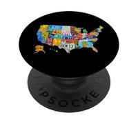 License Plate American Flag US Map Art American Map Shirt PopSockets PopGrip Adhesivo