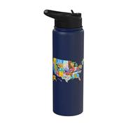 License Plate American Flag US Map Art American Map Shirt Stainless Steel Insulated Water Bottle