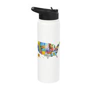 License Plate American Flag US Map Art American Map Shirt Stainless Steel Insulated Water Bottle