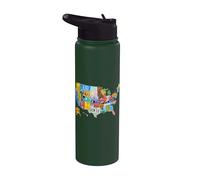 License Plate American Flag US Map Art American Map Shirt Stainless Steel Insulated Water Bottle