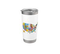 License Plate American Flag US Map Art American Map Shirt Vaso térmico de acero inoxidable de doble pared