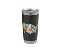 License Plate American Flag US Map Art American Map Shirt Vaso térmico de acero inoxidable de doble pared