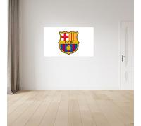 Licensed Décor Adhesivo de pared de vinilo del FC Barcelona, grande, 130 cm de ancho x 80 cm de alto, escudo a todo color sobre blanco